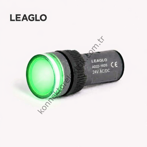 LEAGLO AD22-16DS-23G Yeşil Plastik Gövde LED Sinyal Lambası 24V AC/DC