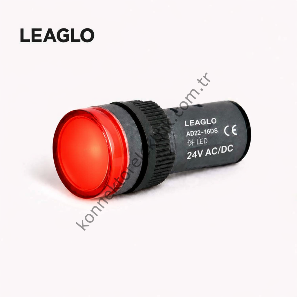 LEAGLO AD22-16DS-23R Kırmızı Plastik Gövde LED Sinyal Lambası 24V AC/DC