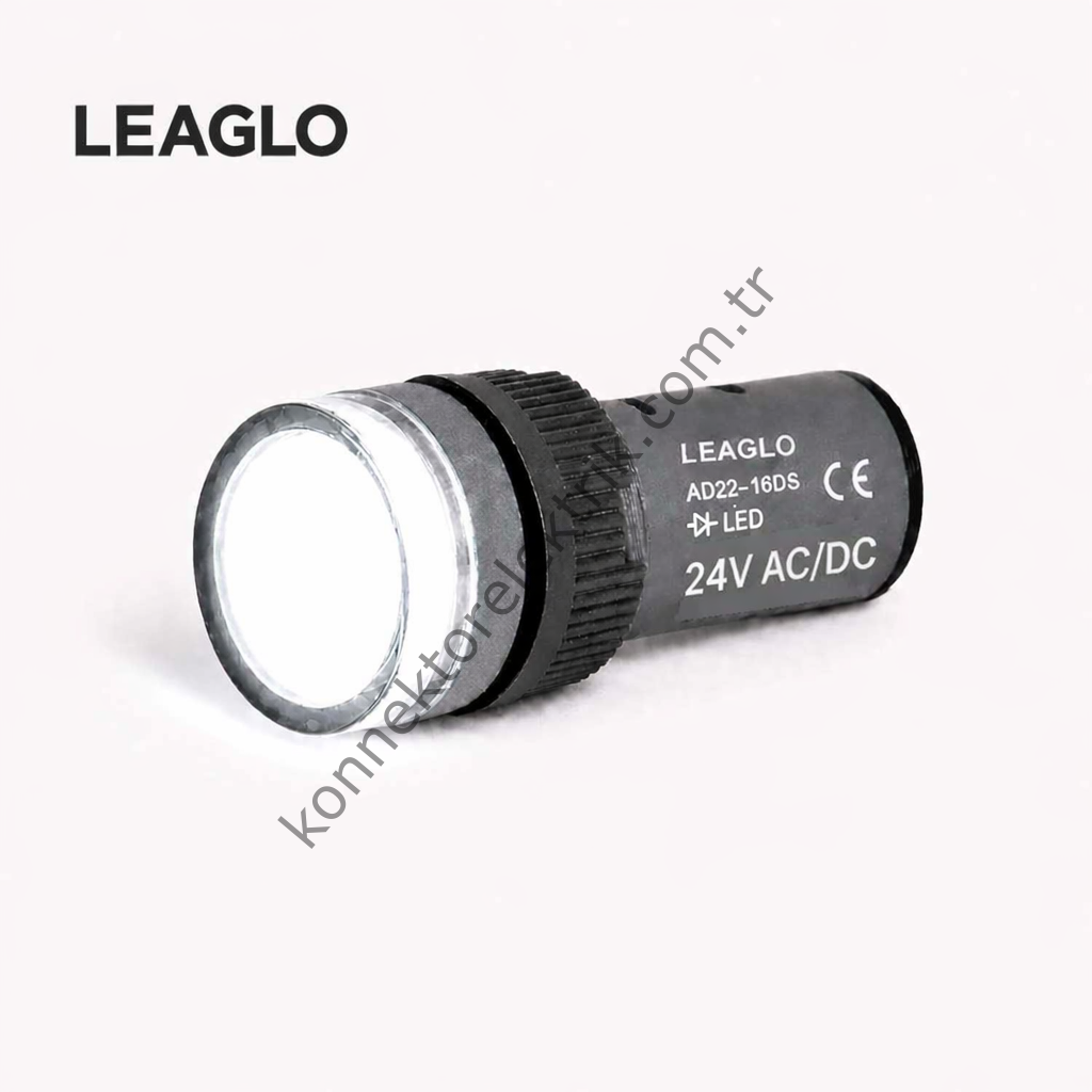 LEAGLO AD22-16DS-23W Beyaz Plastik Gövde LED Sinyal Lambası 24V AC/DC
