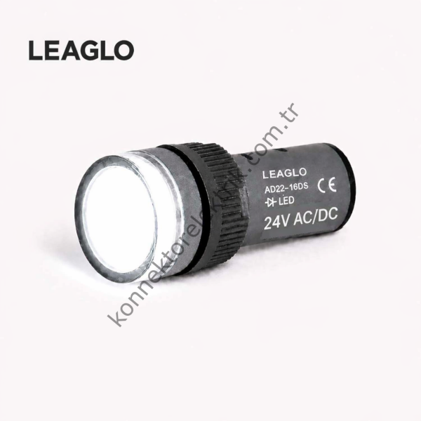 LEAGLO AD22-16DS-23W Beyaz Plastik Gövde LED Sinyal Lambası 24V AC/DC