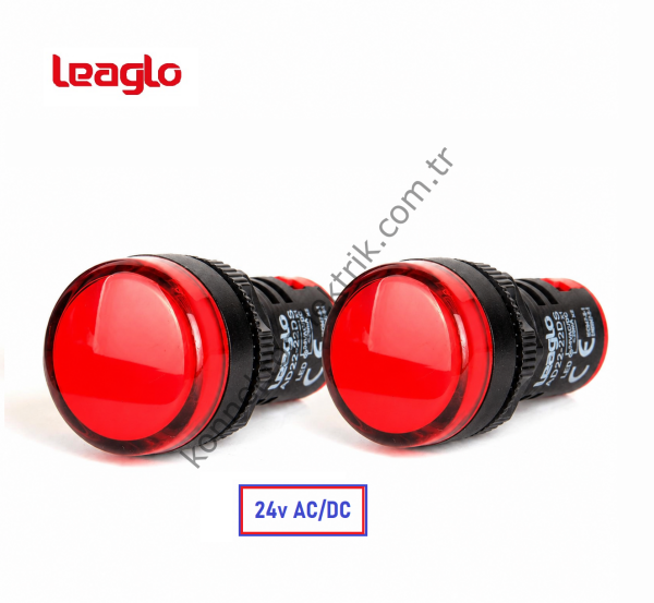 LEAGLO AD22-22DS-23R-ECO Serisi Kırmızı Plastik Gövde LED Sinyal Lambası 24V AC/DC