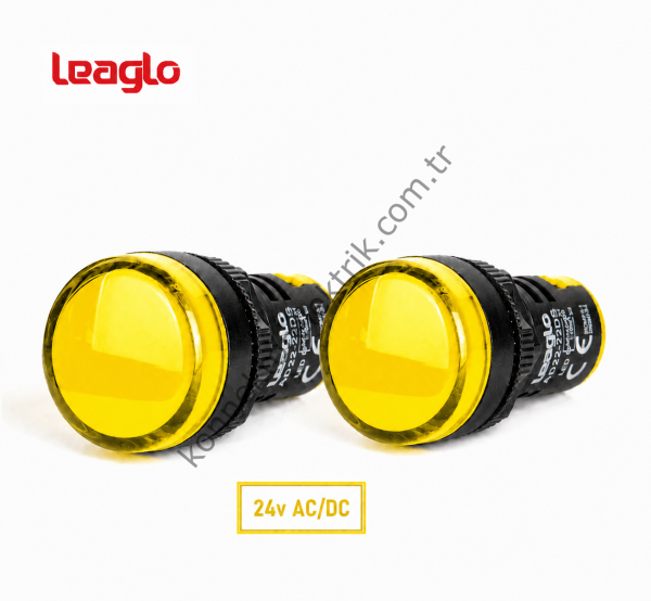 LEAGLO AD22-22DS-23Y-ECO Serisi Sarı Plastik Gövde LED Sinyal Lambası 24V AC/DC