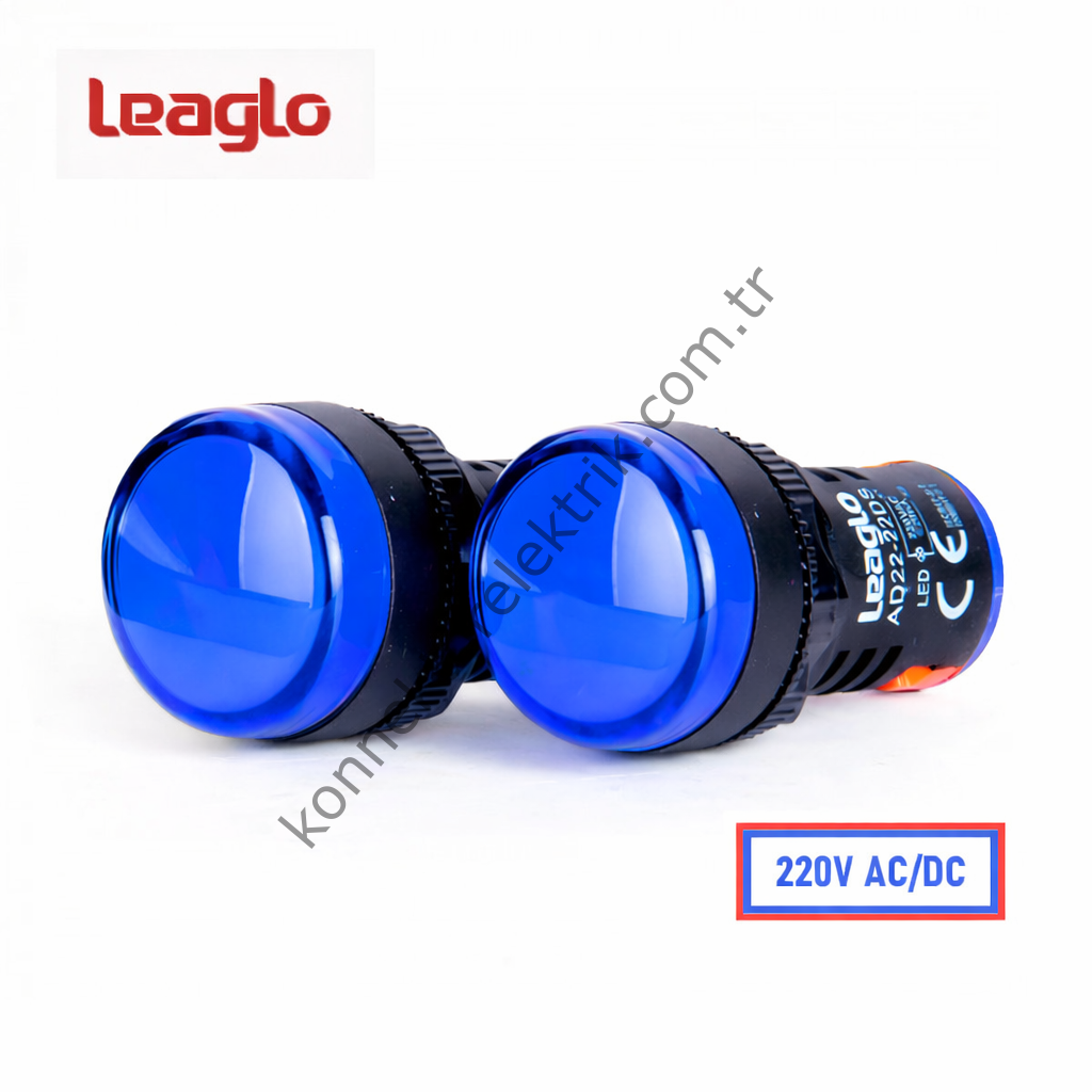 LEAGLO AD22-22DS-31B-ECO Serisi Mavi Plastik Gövde LED Sinyal Lambası 220V AC/DC