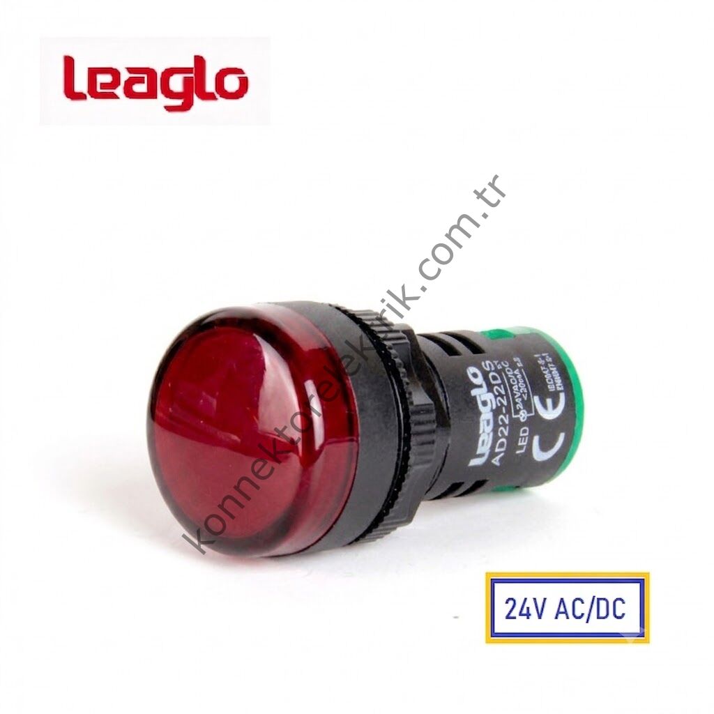 LEAGLO AD22-22DS-23R Kırmızı Plastik Gövde LED Sinyal Lambası 24V AC/DC