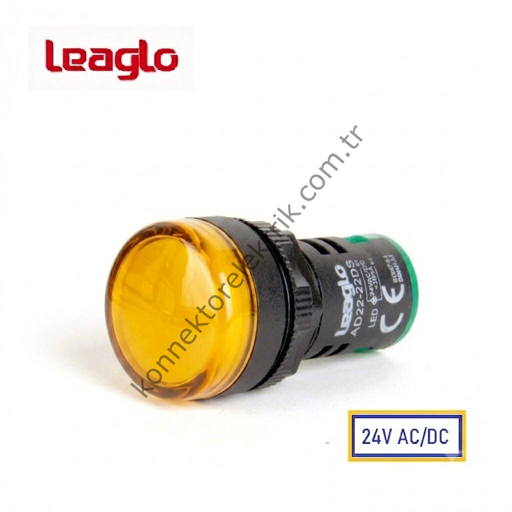 LEAGLO AD22-22DS-23Y Sarı Plastik Gövde LED Sinyal Lambası 24V AC/DC