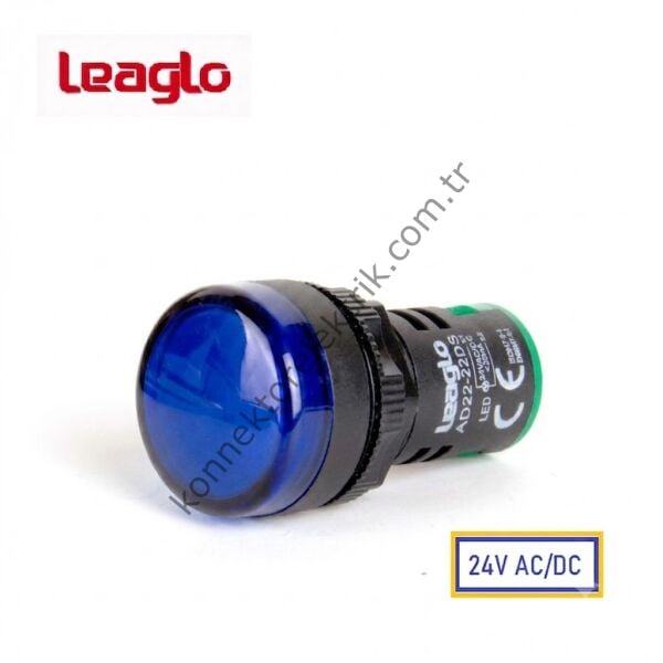 LEAGLO AD22-22DS-23B Mavi Plastik Gövde LED Sinyal Lambası 24V AC/DC