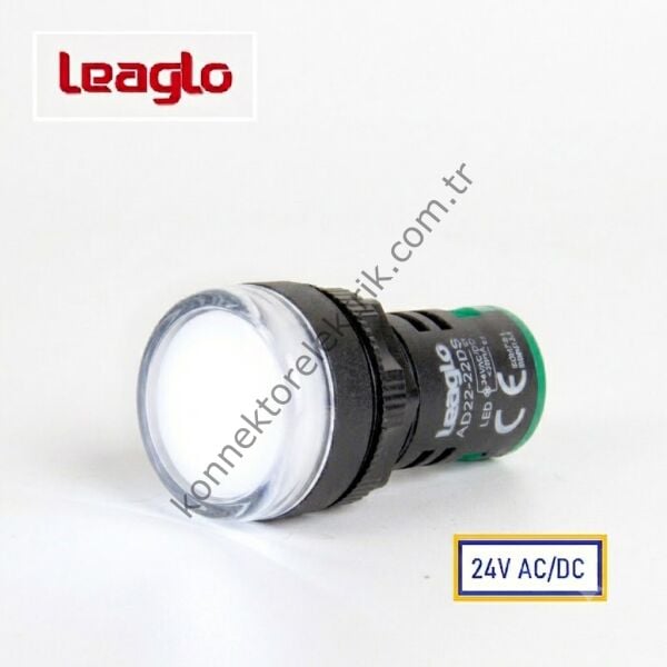 LEAGLO AD22-22DS-23W Beyaz Plastik Gövde LED Sinyal Lambası 24V AC/DC