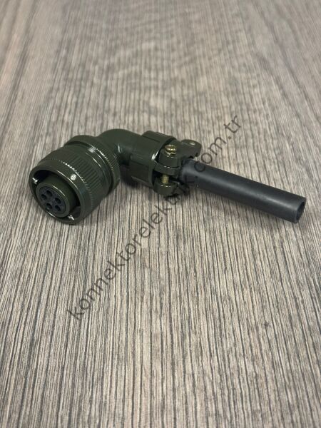 HZ CONNECTORS KDB08E 14S-5S 5 Pin Metal Kasa 90° Açılı Bayonet Kablo Tipi Dişi Askeri Konnektör