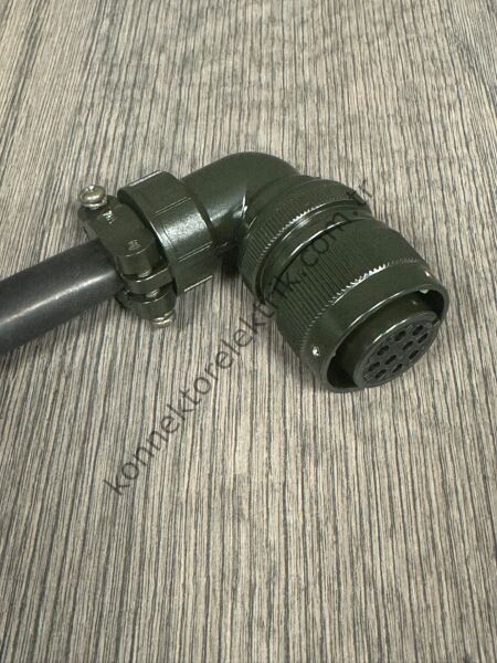 HZ CONNECTORS KDB08E 18-1S 10 Pin Metal Kasa 90° Açılı Bayonet Kablo Tipi Dişi Askeri Konnektör