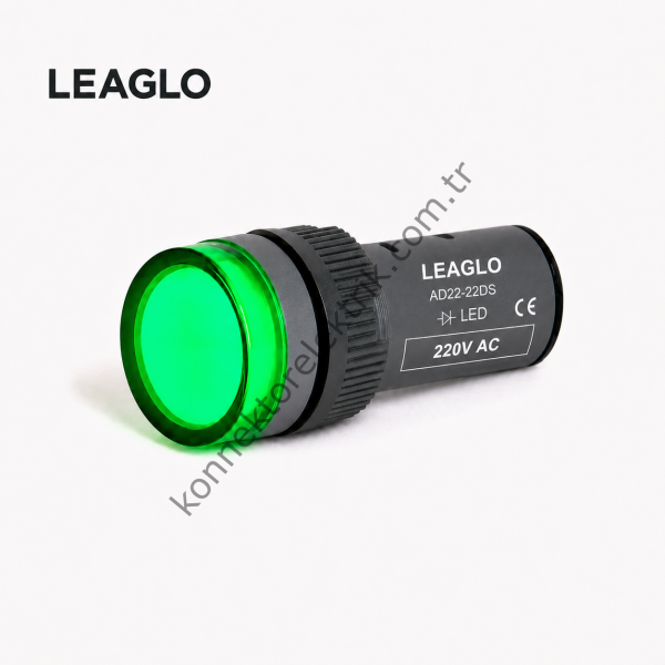 LEAGLO AD22-22DS-31G Yeşil Plastik Gövde LED Sinyal Lambası 220V AC/DC