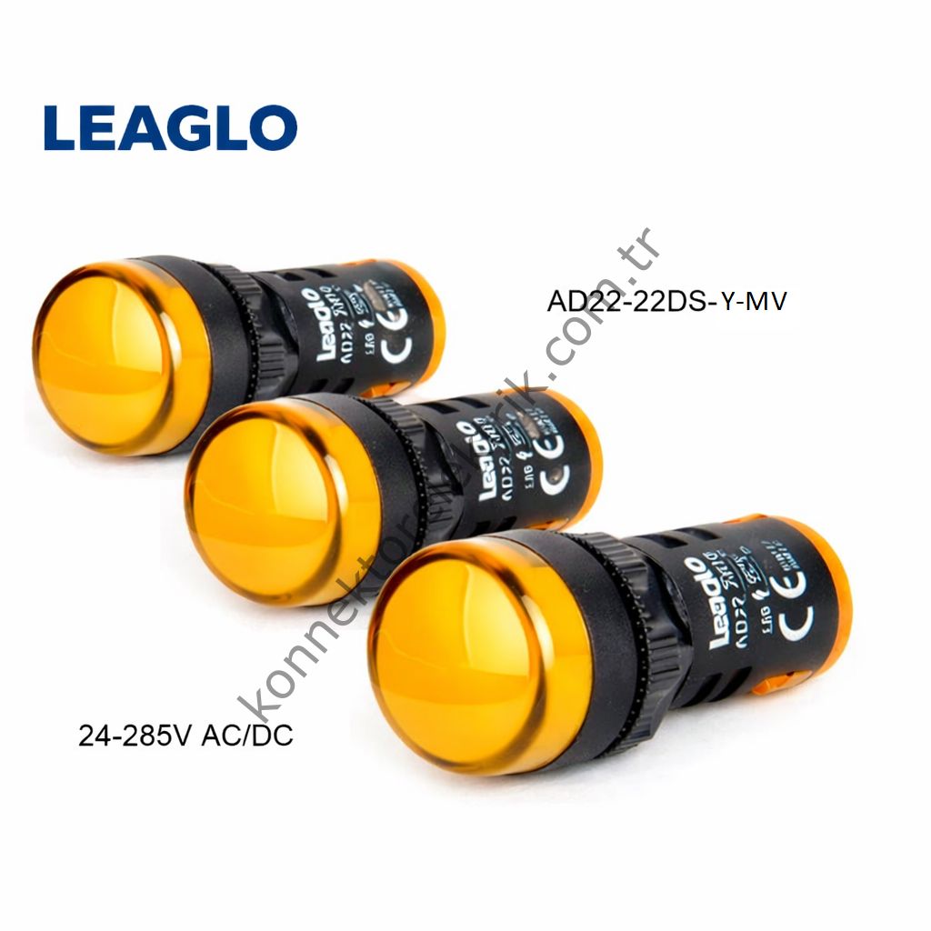 LEAGLO AD22-22DS-Y-MV Sarı Plastik Gövde LED Sinyal Lambası 24-220V AC/DC