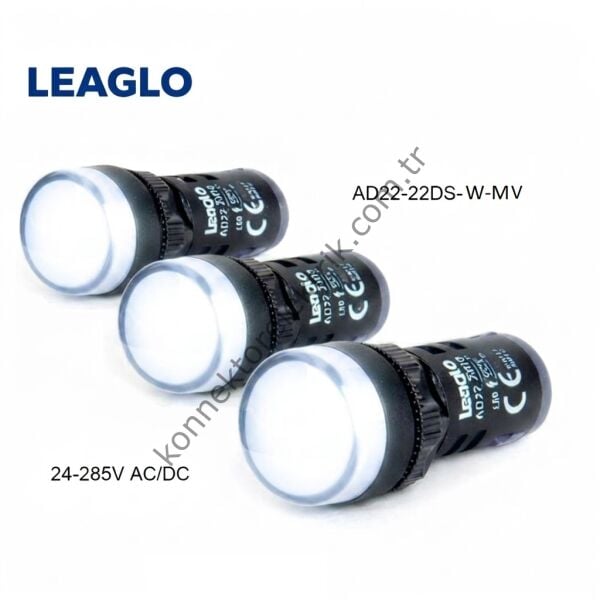 LEAGLO AD22-22DS-W-MV Beyaz Plastik Gövde LED Sinyal Lambası 24-220V AC/DC
