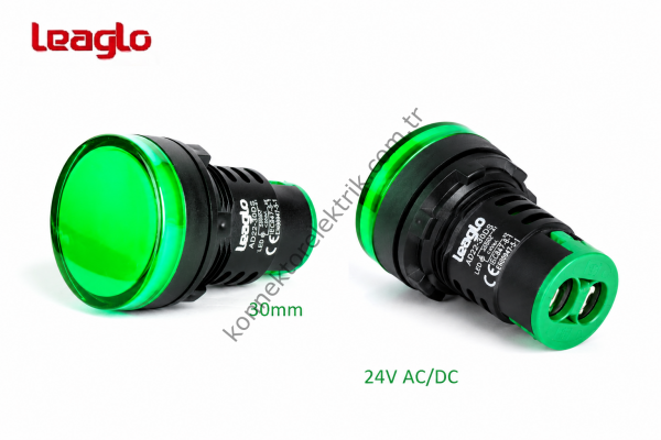 LEAGLO AD22-30DS-23G Yeşil Plastik Gövde LED Sinyal Lambası 24V AC/DC