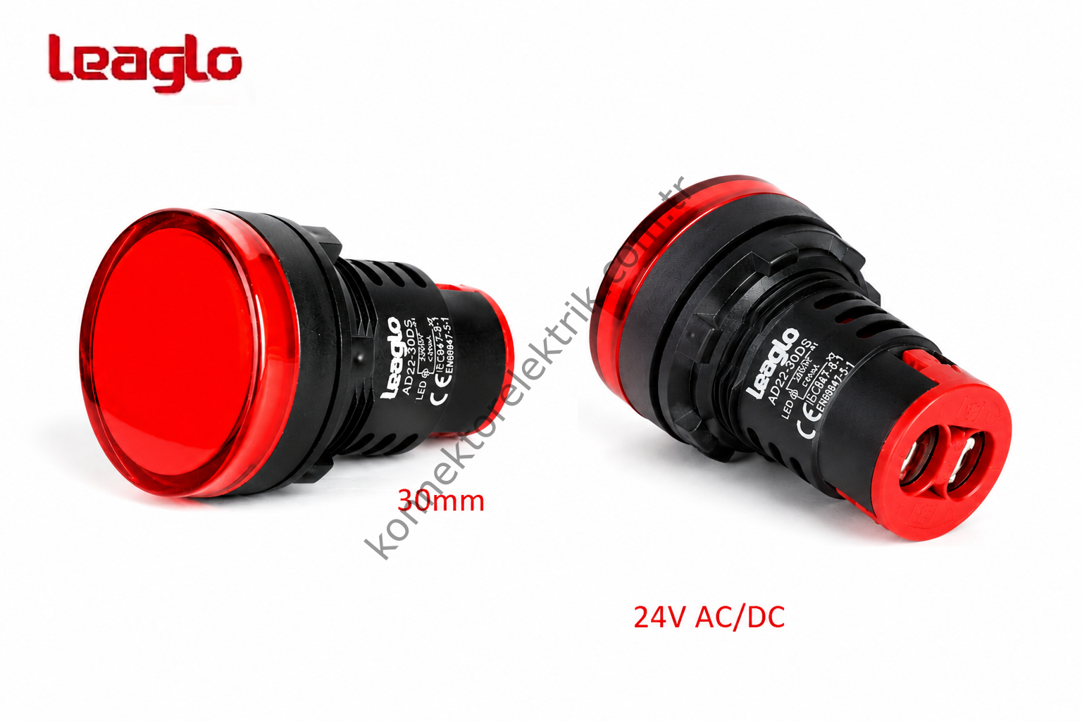 LEAGLO AD22-30DS-23R Kırmızı Plastik Gövde LED Sinyal Lambası 24V AC/DC