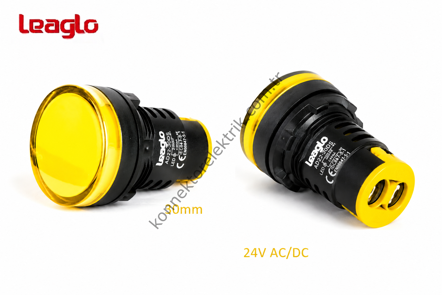 LEAGLO AD22-30DS-23Y Sarı Plastik Gövde LED Sinyal Lambası 24V AC/DC