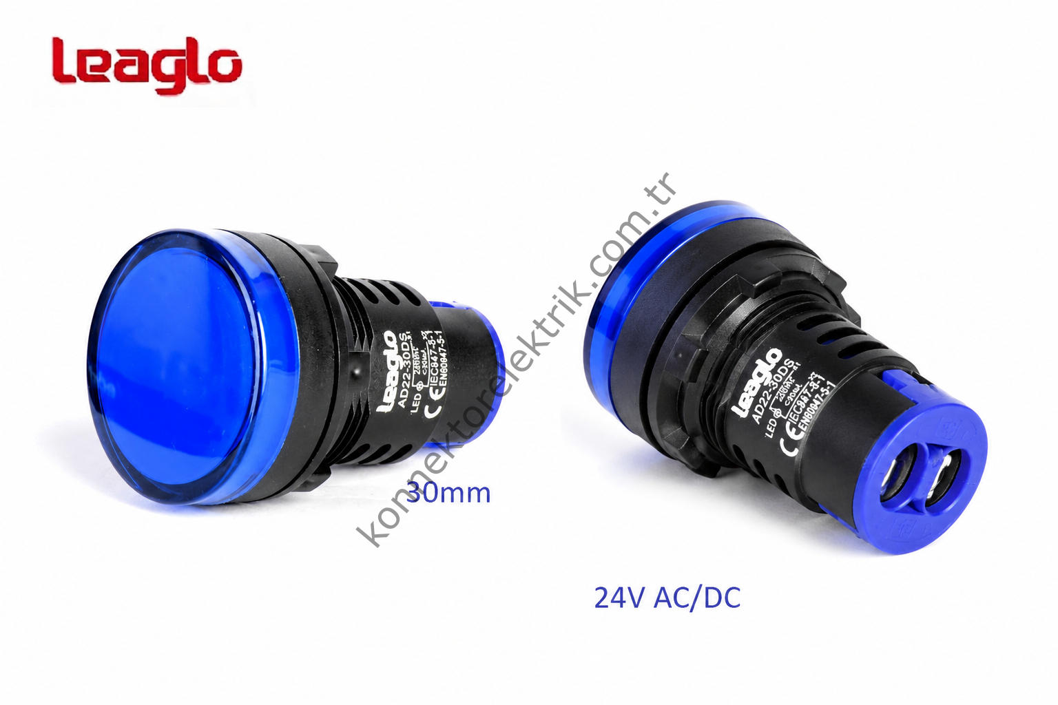 LEAGLO AD22-30DS-23B Mavi Plastik Gövde LED Sinyal Lambası 24V AC/DC