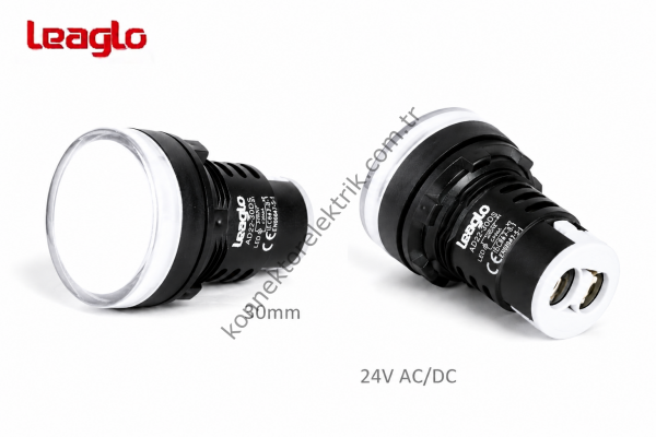 LEAGLO AD22-30DS-23W Beyaz Plastik Gövde LED Sinyal Lambası 24V AC/DC