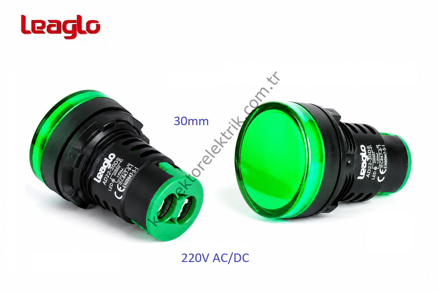 LEAGLO AD22-30DS-31G Yeşil Plastik Gövde LED Sinyal Lambası 220V AC/DC