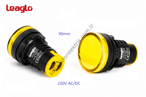 LEAGLO AD22-30DS-31Y Sarı Plastik Gövde LED Sinyal Lambası 220V AC/DC