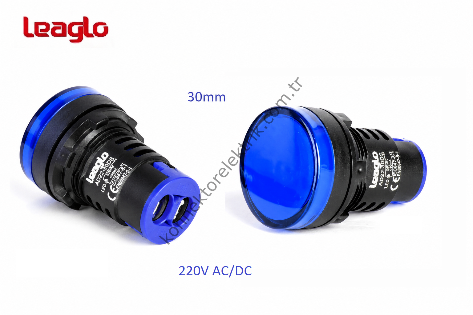LEAGLO AD22-30DS-31B Mavi Plastik Gövde LED Sinyal Lambası 220V AC/DC