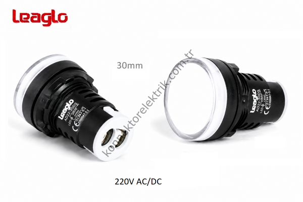 LEAGLO AD22-30DS-31W Beyaz Plastik Gövde LED Sinyal Lambası 220V AC/DC