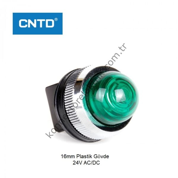 CNTD CPNR-30G24 Yeşil 30mm Plastik Gövde LED Sinyal Lambası 24V AC/DC