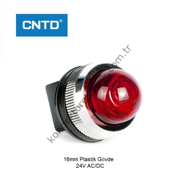 CNTD CPNR-30R24 Kırmızı 30mm Plastik Gövde LED Sinyal Lambası 24V AC/DC