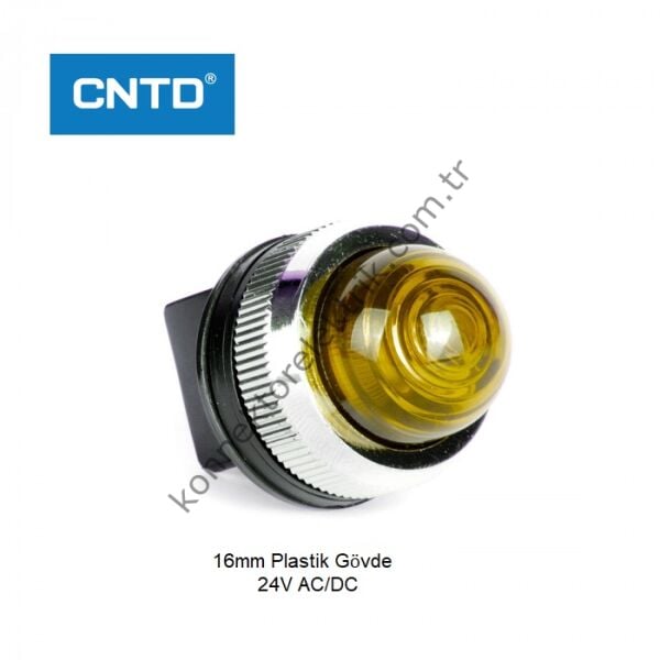 CNTD CPNR-30Y24 Sarı 30mm Plastik Gövde LED Sinyal Lambası 24V AC/DC