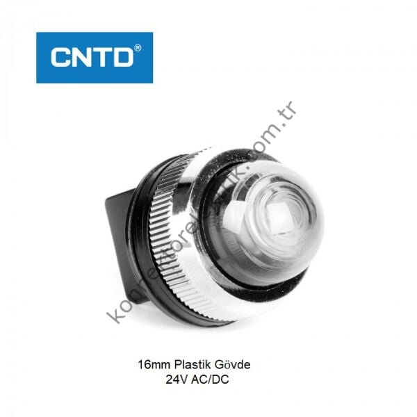 CNTD CPNR-30W24 Beyaz 30mm Plastik Gövde LED Sinyal Lambası 24V AC/DC