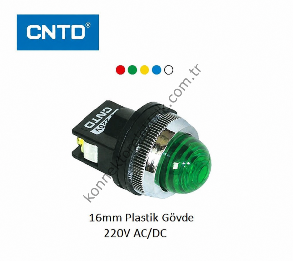 CNTD CPNR-30G220 Yeşil 30mm Plastik Gövde LED Sinyal Lambası 220V AC/DC