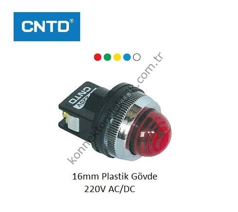 CNTD CPNR-30R220 Kırmızı 30mm Plastik Gövde LED Sinyal Lambası 220V AC/DC