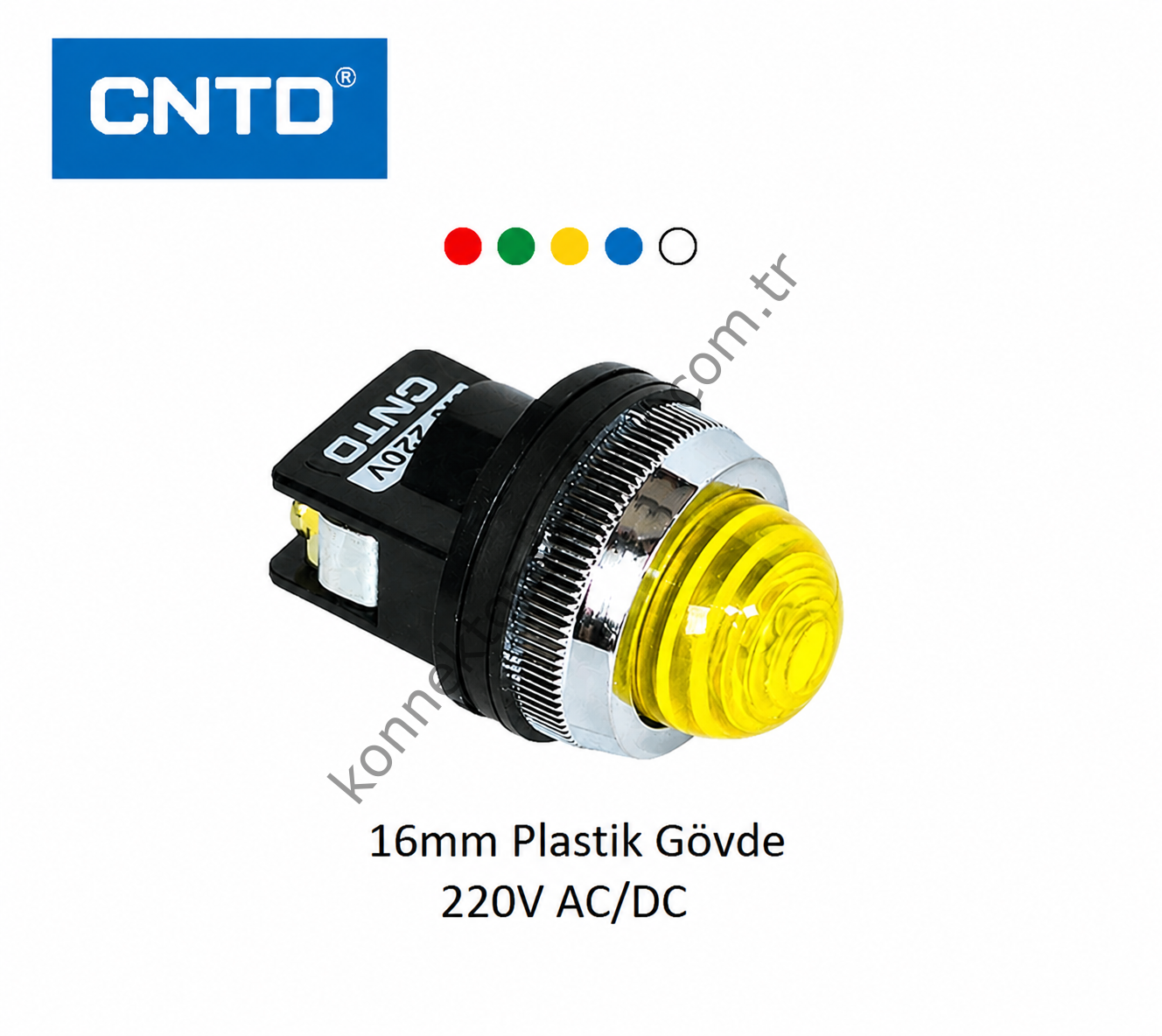 CNTD CPNR-30Y220 Sarı 30mm Plastik Gövde LED Sinyal Lambası 220V AC/DC