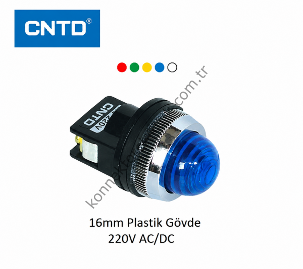 CNTD CPNR-30B220 Mavi 30mm Plastik Gövde LED Sinyal Lambası 220V AC/DC