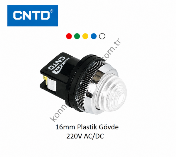 CNTD CPNR-30W220 Beyaz 30mm Plastik Gövde LED Sinyal Lambası 220V AC/DC