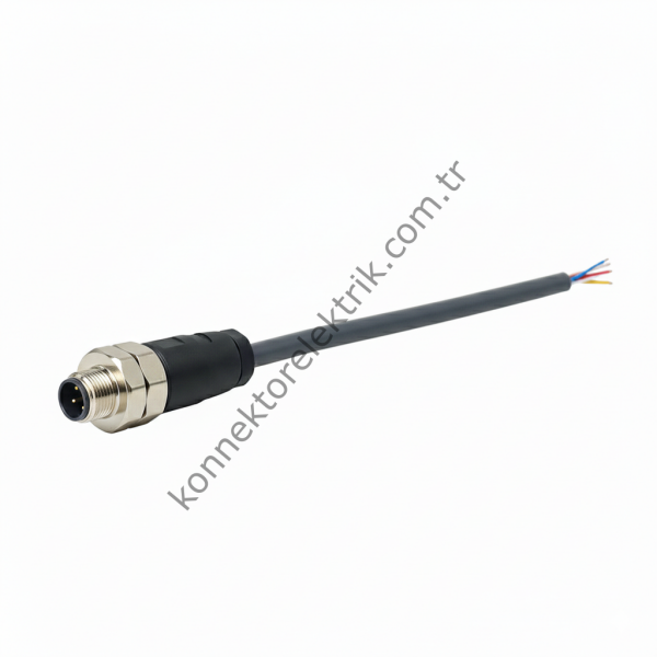 SOLJEX M8 2mt Kablolu 4 Pin Erkek Konnektör