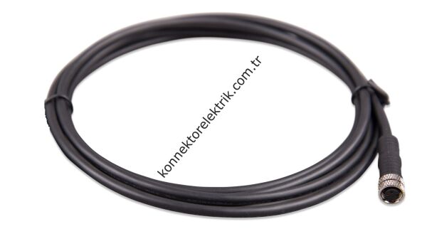 SOLJEX M12 2mt. Kablolu 3 Pin Dişi Konnektör