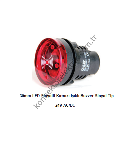 LEAGLO AD22-30SM-23R LED Sinyalli Kırmızı Işıklı Buzzer Sinyal Tip 24V AC/DC