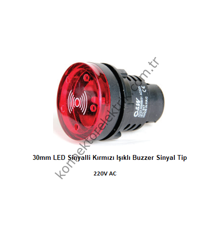LEAGLO AD22-30SM-31R LED Sinyalli Kırmızı Işıklı Buzzer Sinyal Tip 30mm 220V AC