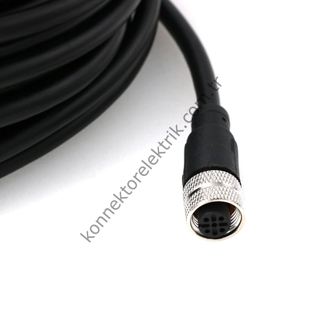 SOLJEX M12 3mt Kablolu 5 Pin Dişi Konnektör