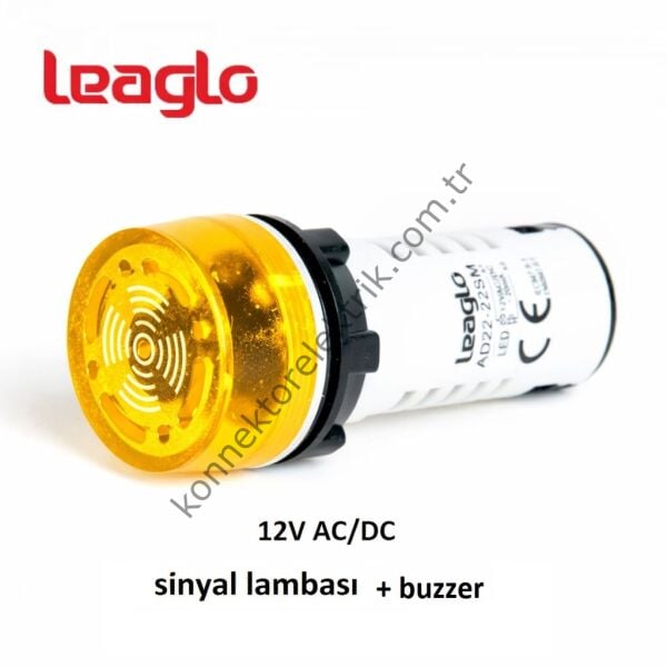 LEAGLO AD22-22SM-22Y LED Sinyalli Sarı Işıklı Buzzer 22mm 12V AC/DC