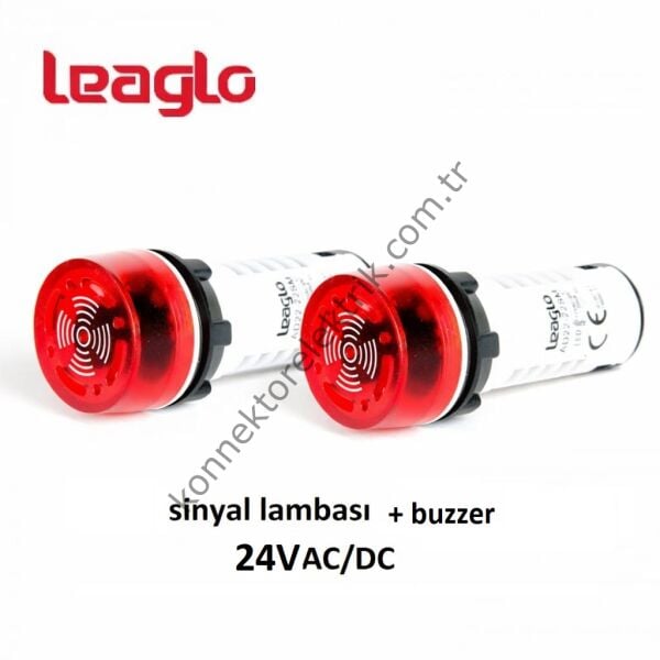 LEAGLO AD22-22SM-23R LED Sinyalli Kırmızı Işıklı Buzzer 22mm 24V AC/DC