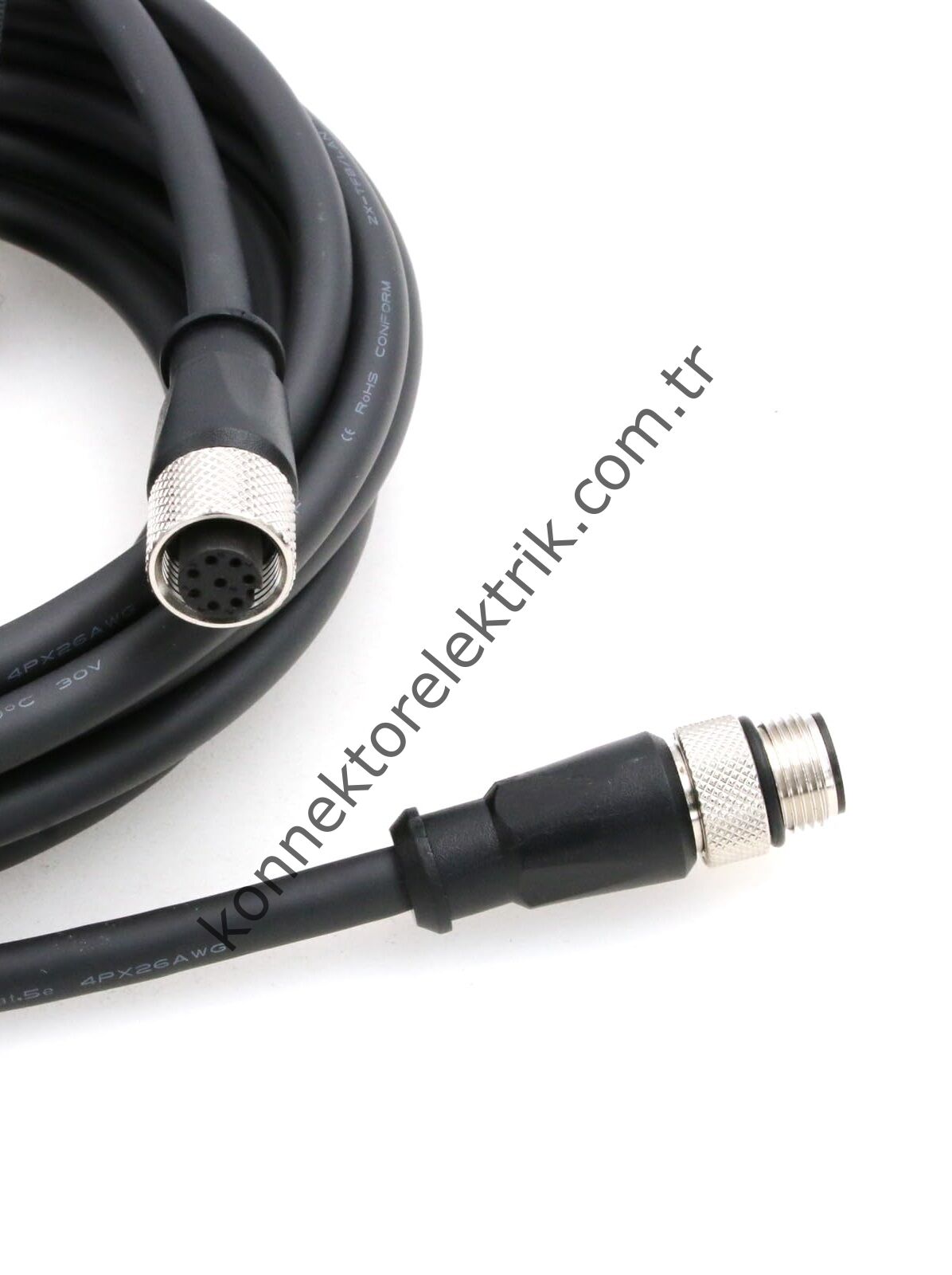 SOLJEX M12 3mt. Kablolu 8 Pin Dişi Konnektör