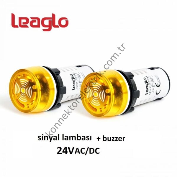 LEAGLO AD22-22SM-23Y LED Sinyalli Sarı Işıklı Buzzer 22mm 24V AC/DC