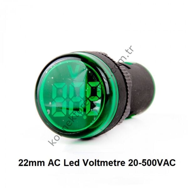 LEAGLO AD22-22VM-AC-G Yuvarlak AC Led Voltmetre 22mm 20-500VAC