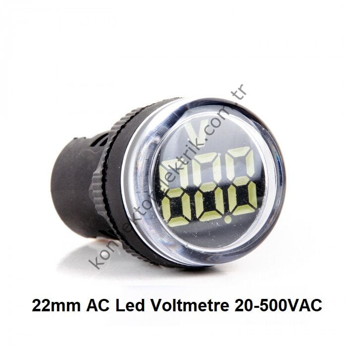 LEAGLO AD22-22VM-AC-W Yuvarlak AC Led Voltmetre 22mm 20-500VAC