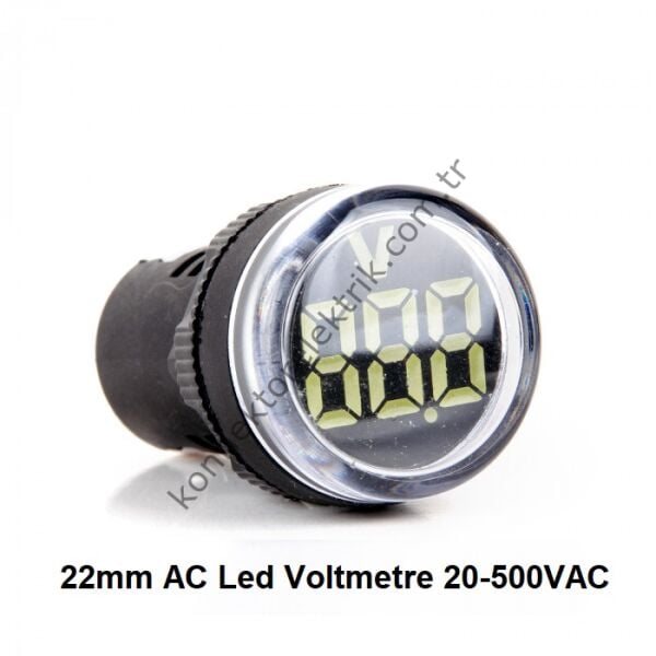 LEAGLO AD22-22VM-AC-W Yuvarlak AC Led Voltmetre 22mm 20-500VAC