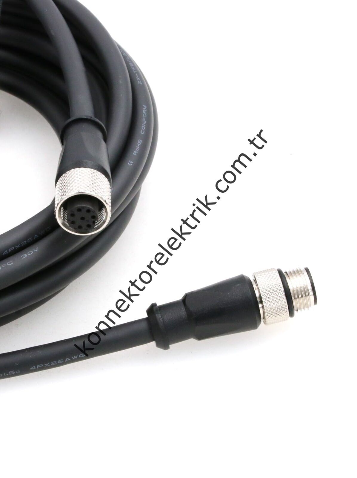 SOLJEX M12 5mt. Kablolu 8 Pin Dişi Konnektör