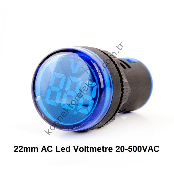 LEAGLO AD22-22VM-AC-B Yuvarlak AC Led Voltmetre 22mm 20-500VAC