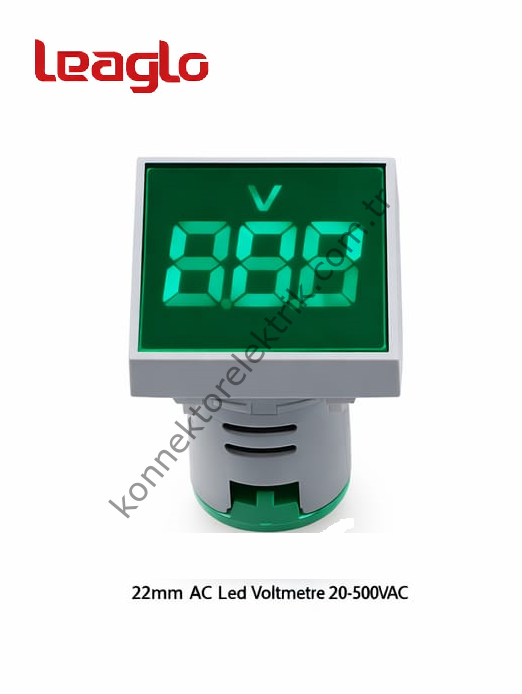 LEAGLO AD22-22VM-S-AC-G Kare AC Led Voltmetre 22mm 20-500VAC