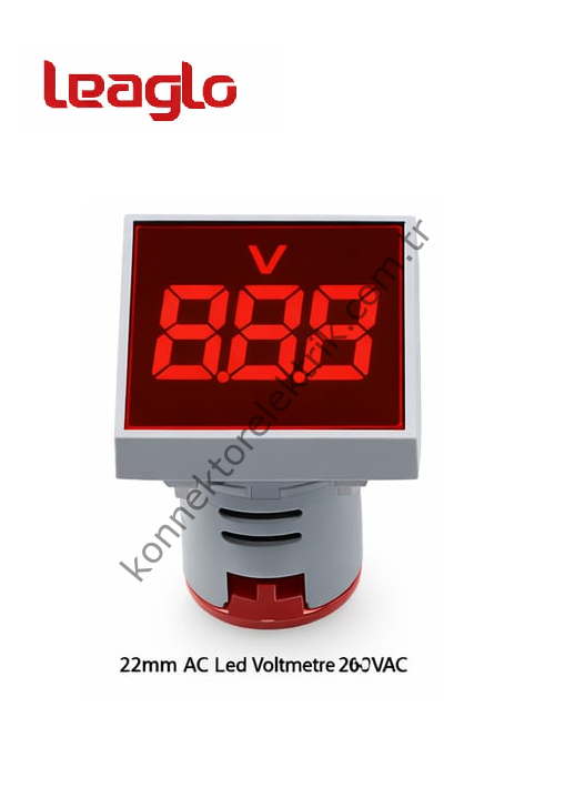 LEAGLO AD22-22VM-S-AC-R Kare AC Led Voltmetre 22mm 20-500VAC